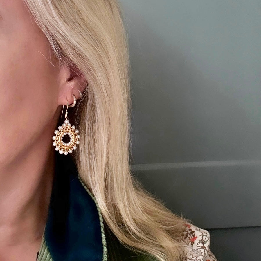 Freshwater Pearl Rolo Round Beaded Earrings