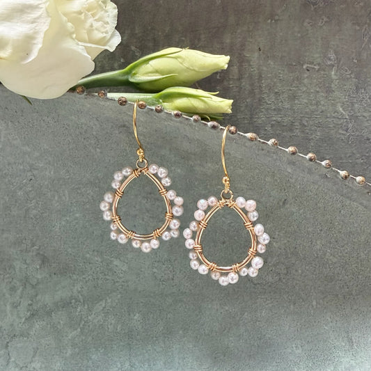 *Freshwater Pearl Mini Swirl Teardrop Earrings