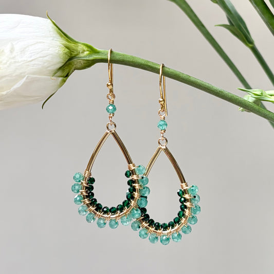 *Mint Green Jade & Emerald Jade 1/2 Teardrop Beaded Earrings