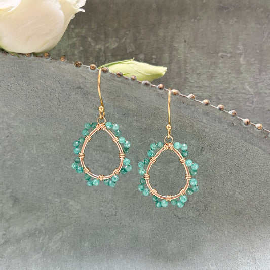 *Mint Green Jade Mini Swirl Teardrop Earrings