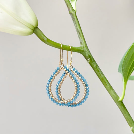 Cornflower Blue Kyanite  Midi Teardrop Beaded Earrings