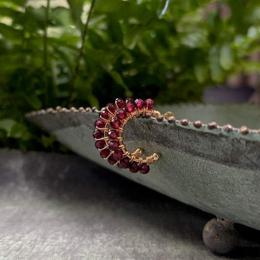 *Chunky Burgundy Garnet Mini Hoop Beaded Earrings