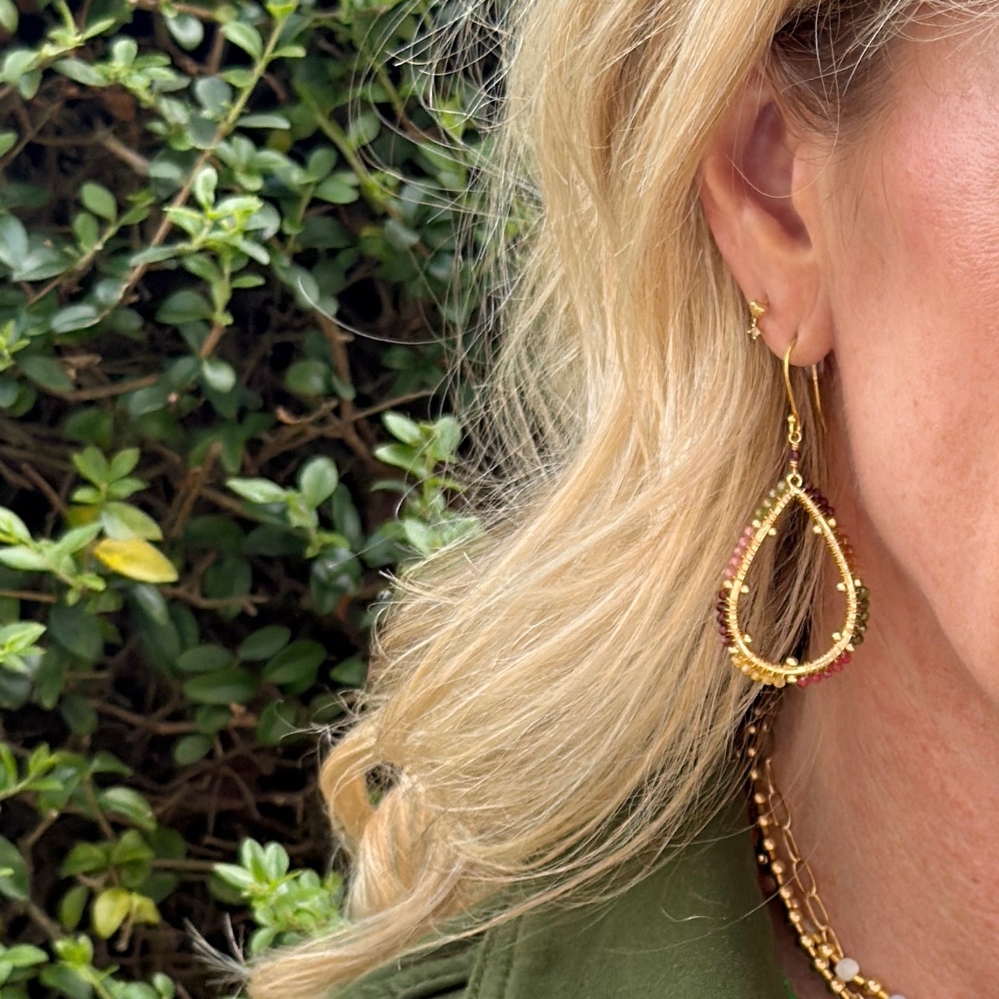Berry Capri Bobble Teardrop Earrings