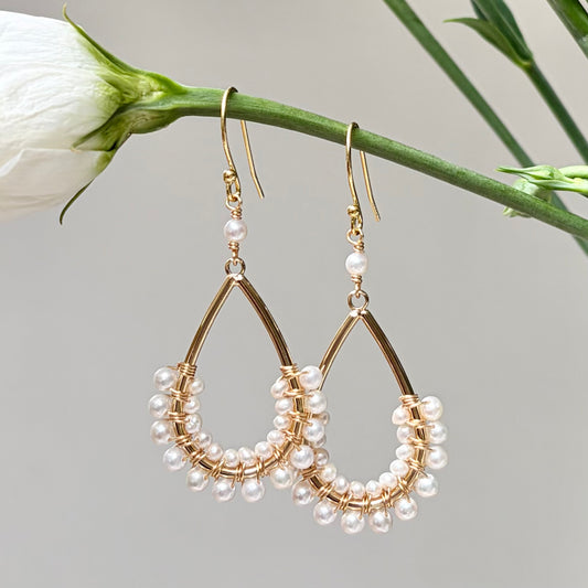 *Freshwater Pearl 1/2 Teardrop Beaded Earrings