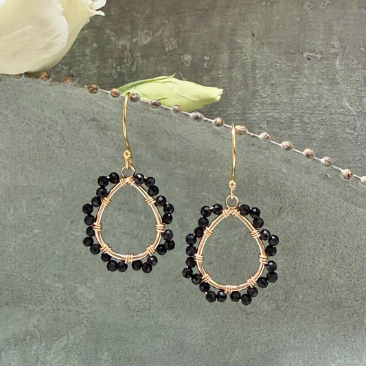 *Black Onyx Mini Swirl Teardrop Earrings