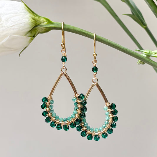*Emerald Jade & Mint Green Jade 1/2 Teardrop Beaded Earrings