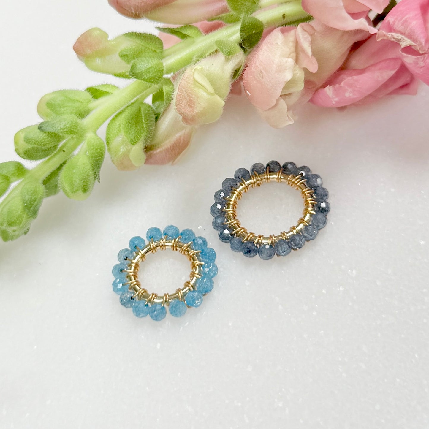 Cornflower Blue Kyanite & Denim Azurite Double Pendant For Necklace Chain