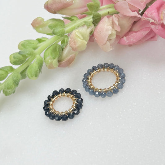 Dark Denim Iolite & Pale Denim Azurite Double Pendant For Necklace Chain