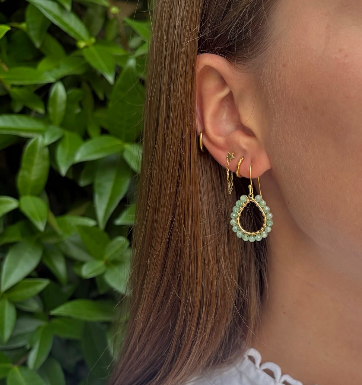 Pale Mint Green Jade Mini Teardrop Earrings