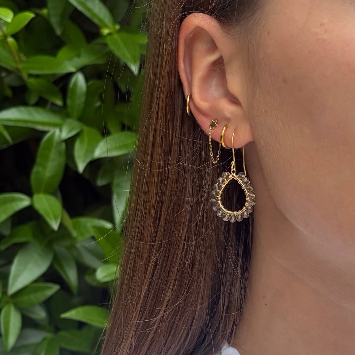 Taupe Agate Mini Teardrop Earrings
