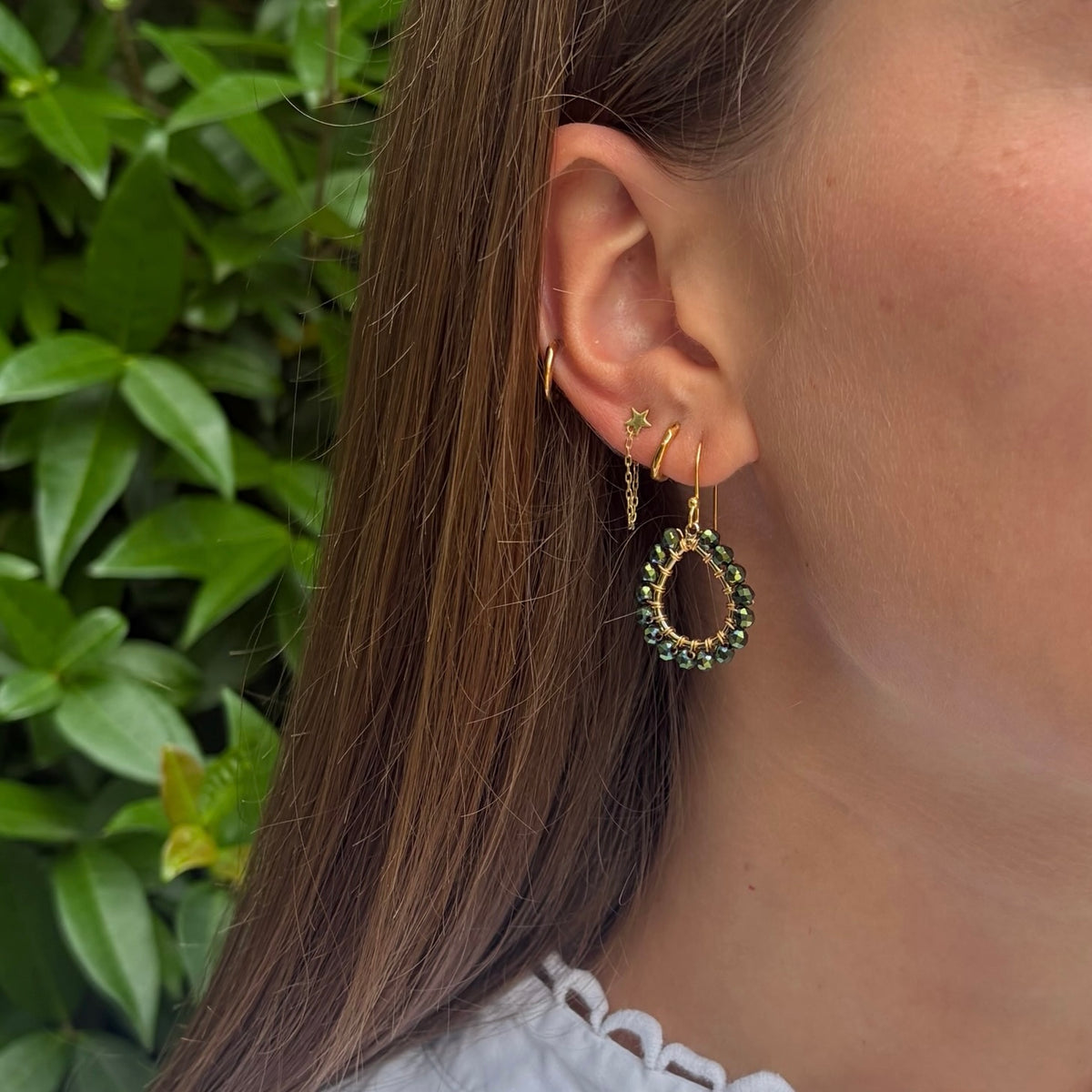 Petrol Green Pyrite Mini Teardrop Earrings