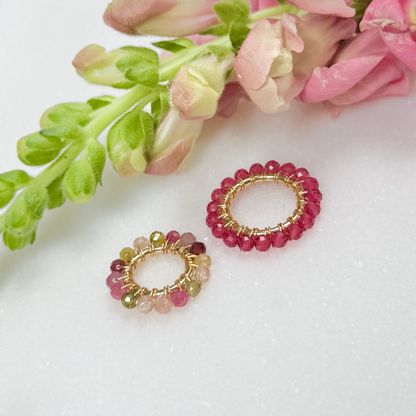 Autumn Berry & Fuchsia Pink Garnet Double Pendant For Necklace Chain