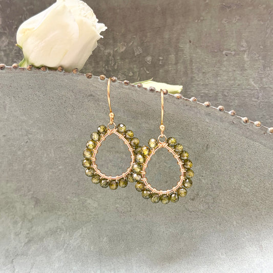 *Dark Olive Green Peridot Mini Teardrop Earrings