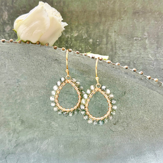 *Sage Green Agate Mini Teardrop Earrings