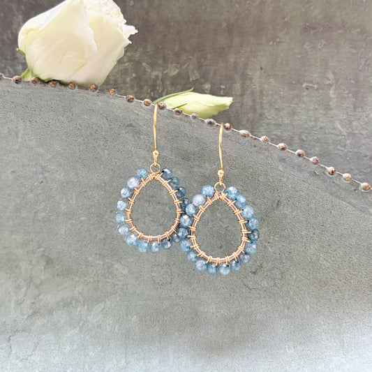 *Denim Blue Azurite Mini Teardrop Earrings