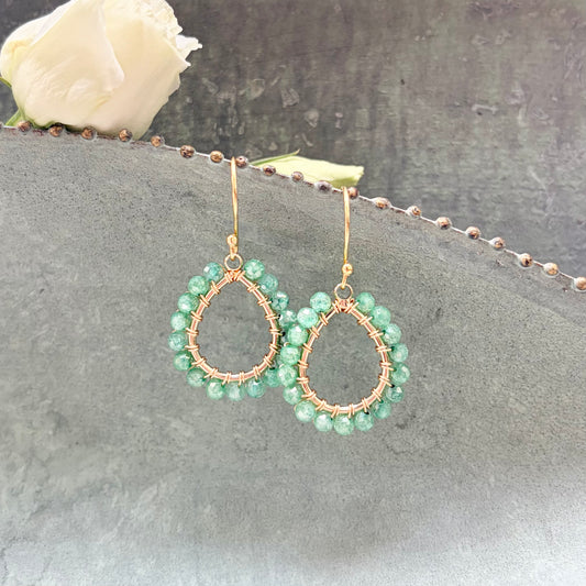 *Mint Green Jade Mini Teardrop Earrings