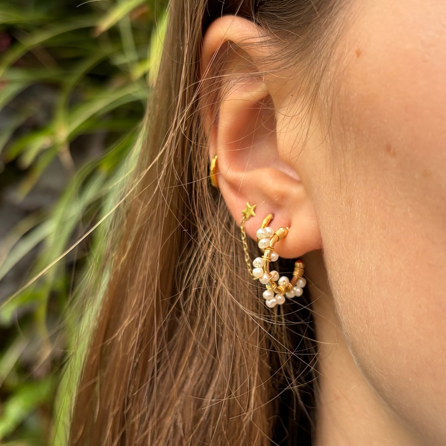 Freshwater Pearl Swirl Mini Hoop Earrings