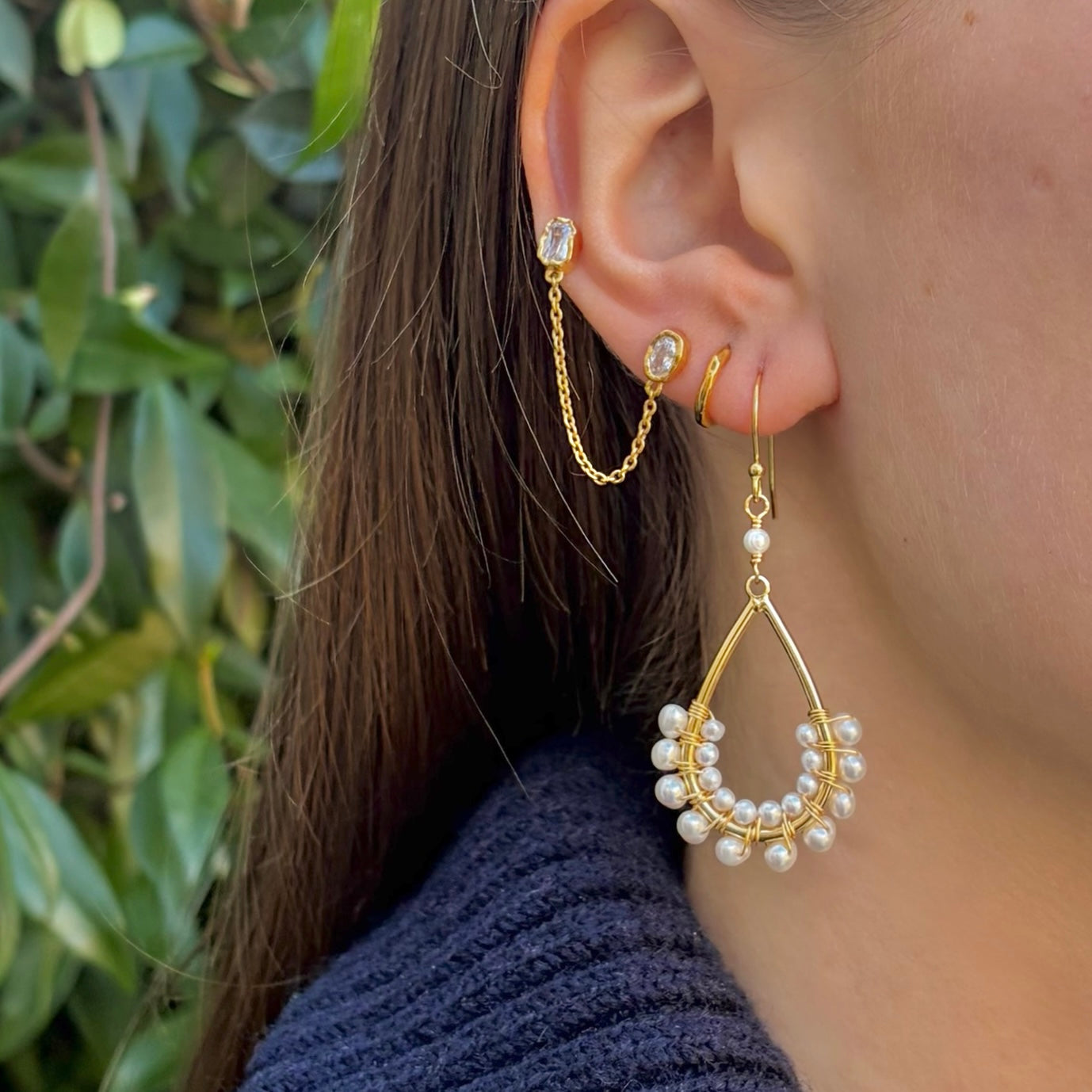 Freshwater Pearl 1/2 Teardrop Beaded Earrings