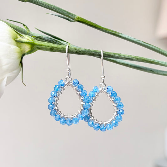 *Dark Cornflower Kyanite Mini Teardrop Earrings (Silver)