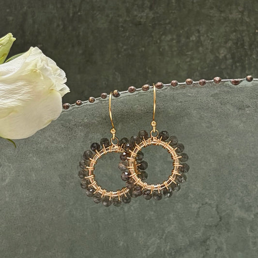 *Taupe Agate Mini Round Beaded Earrings