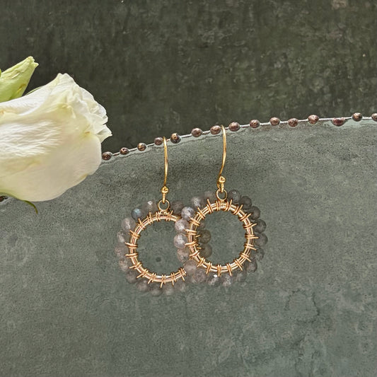 *Grey Labradorite Mini Round Beaded Earrings