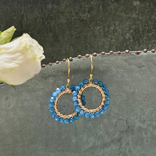 *Dark Cornflower Kyanite Mini Round Beaded Earrings