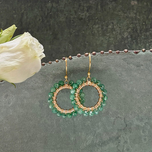 *Dark Mint Jade Mini Round Beaded Earrings