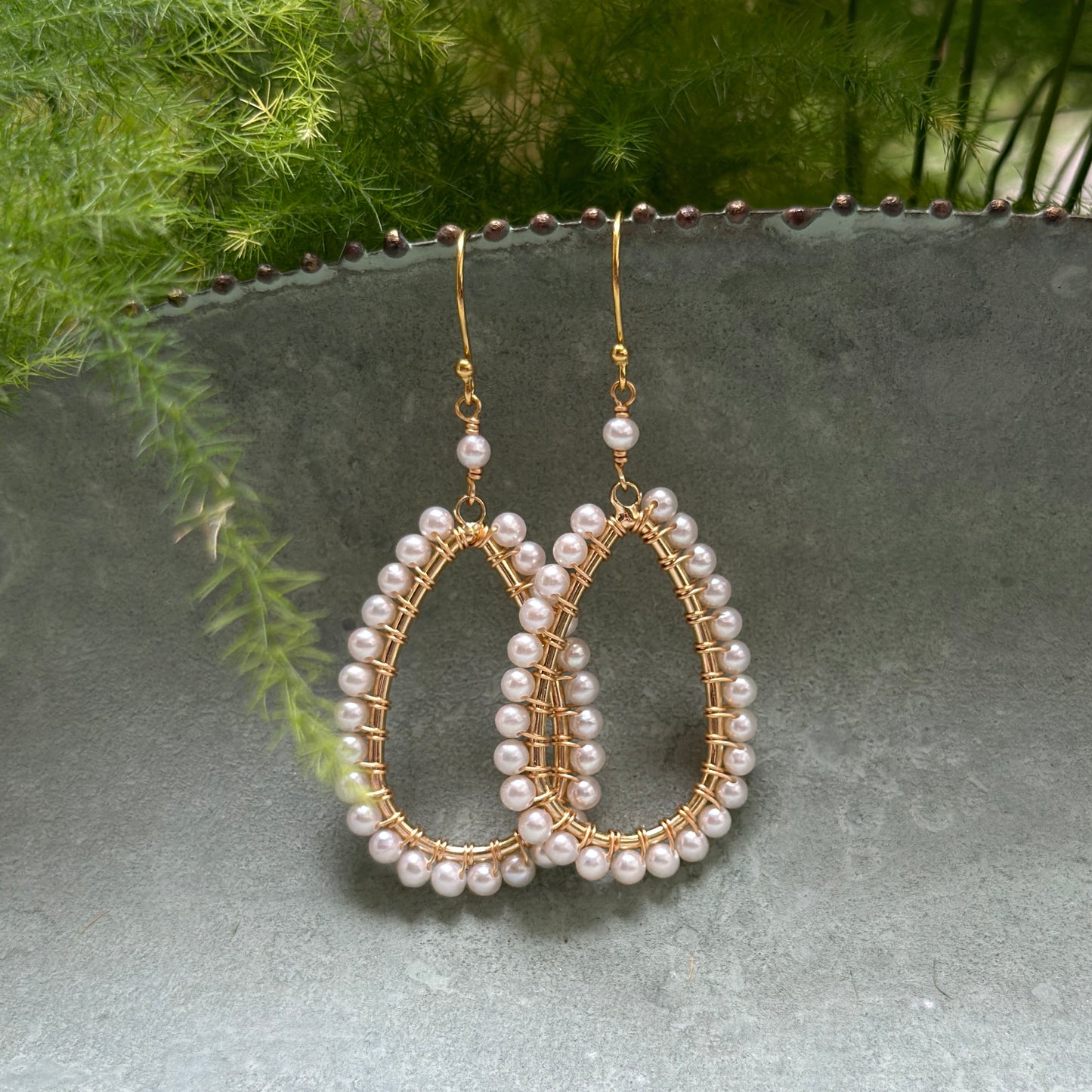 Freshwater Pearl Long Teardrop Beaded Earrings