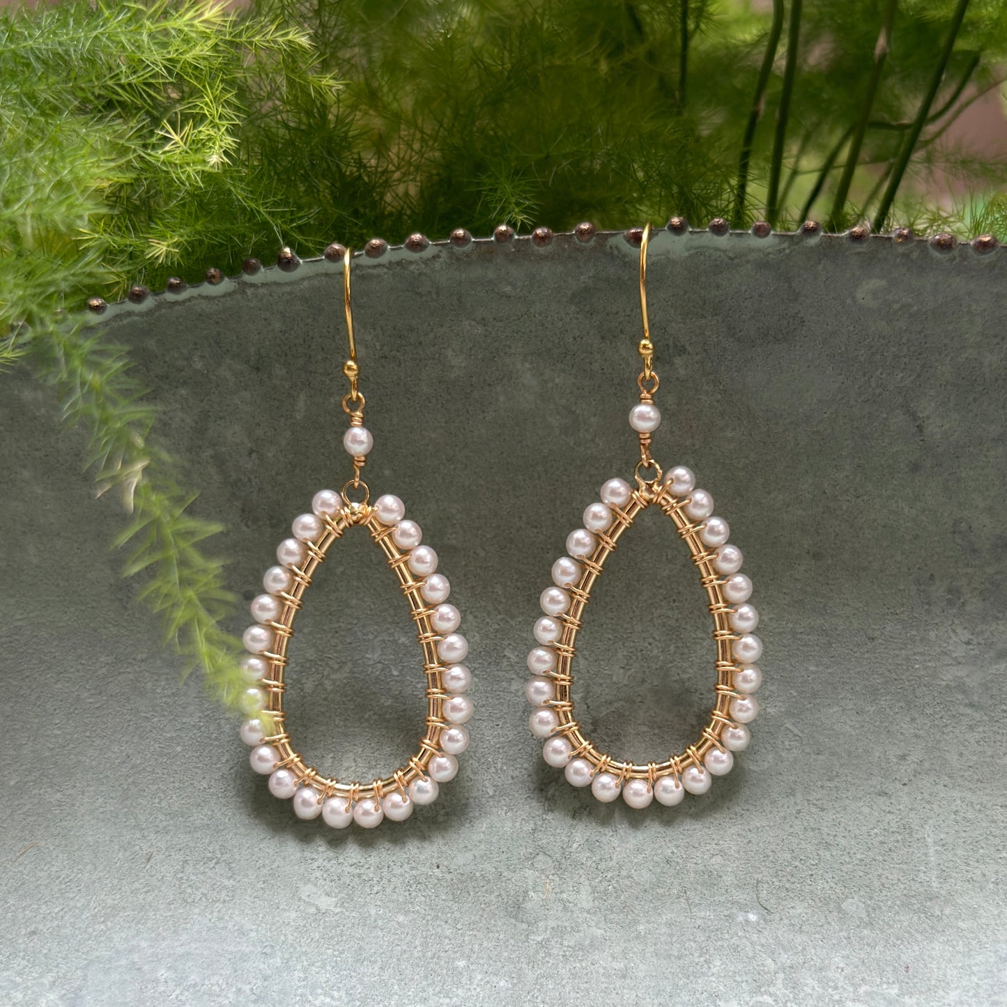 Freshwater Pearl Long Teardrop Beaded Earrings