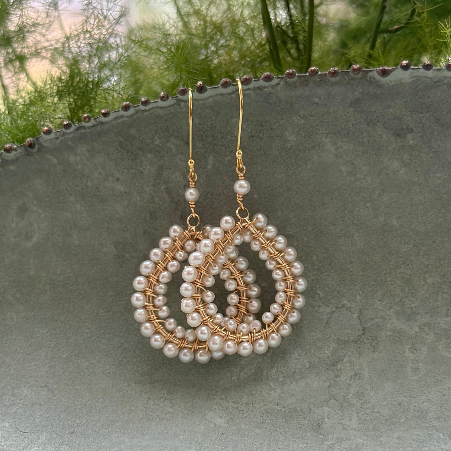Freshwater Pearl Double Beaded Midi Teardrop Earrings