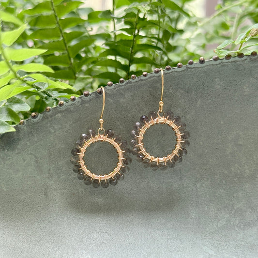 Taupe Agate Mini Round Beaded Earrings