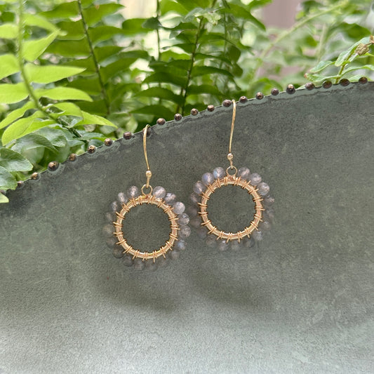 Grey Labradorite Mini Round Beaded Earrings