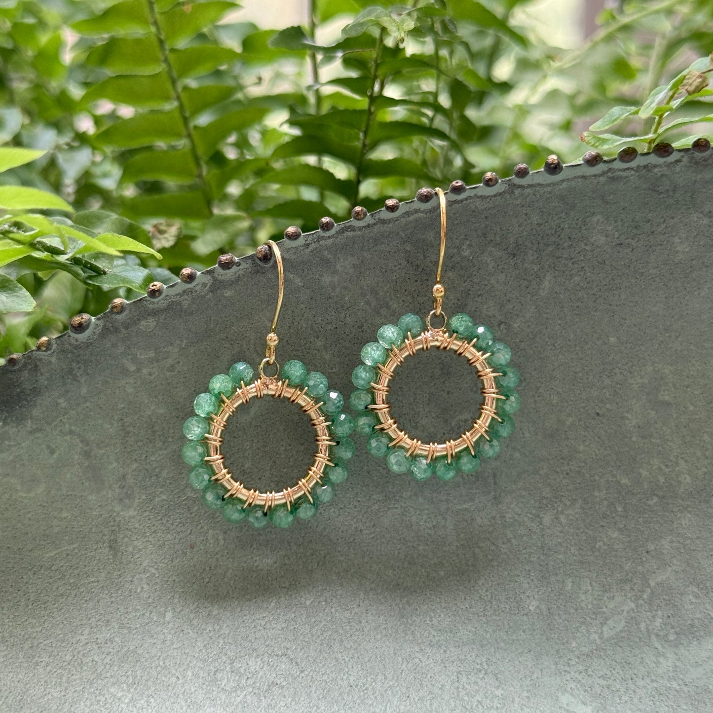 Mint Jade Mini Round Beaded Earrings