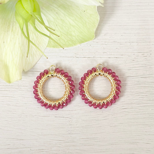 Fuchsia Pink Garnet Mini Charms (extra charms for CKC mini hoop & charm set)
