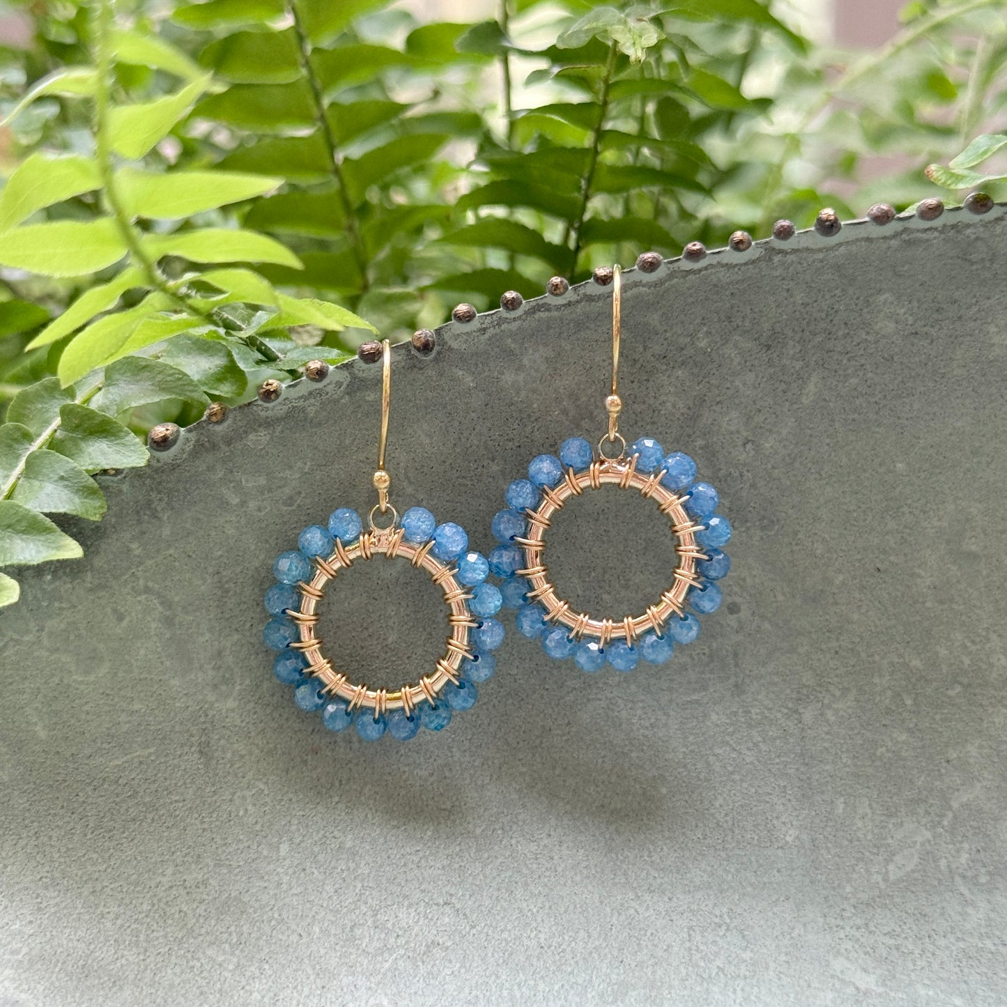 Dark Cornflower Kyanite Mini Round Beaded Earrings