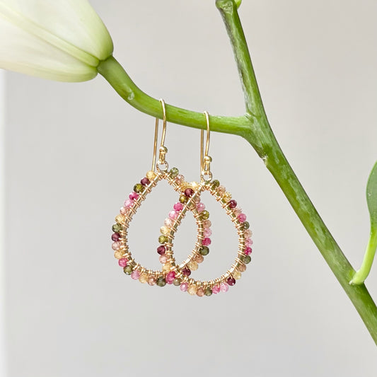 *Autumn Berry Ombré Midi Teardrop Beaded Earrings