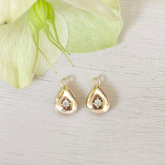 Zirconia & Gold Mini Drop Charms (extra charms for CKC mini hoop & charm set)