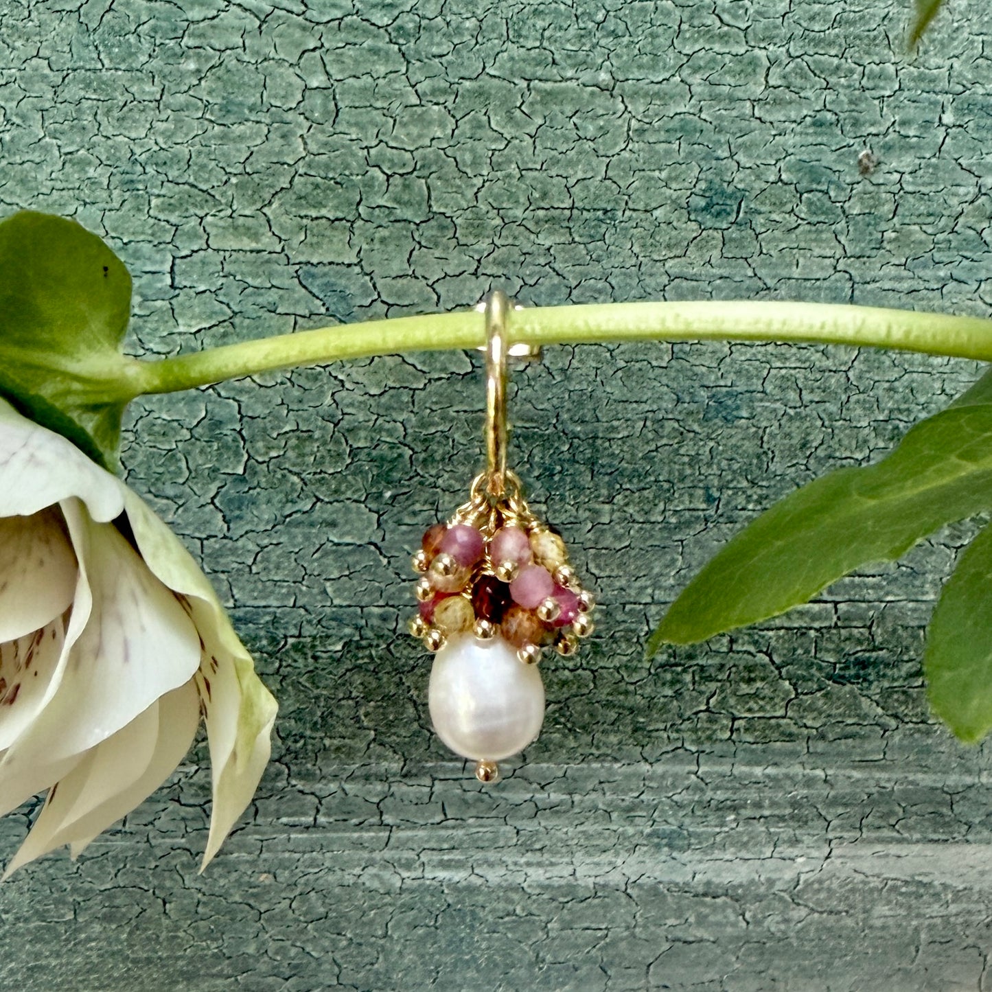 Mini Hoop Earrings With Ibiza Pearl & Berry Drops