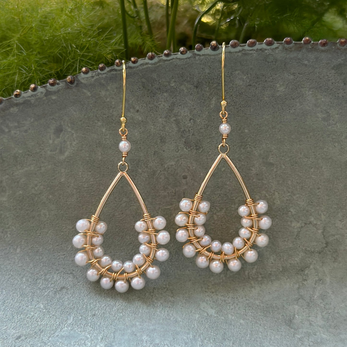 Freshwater Pearl 1/2 Teardrop Beaded Earrings
