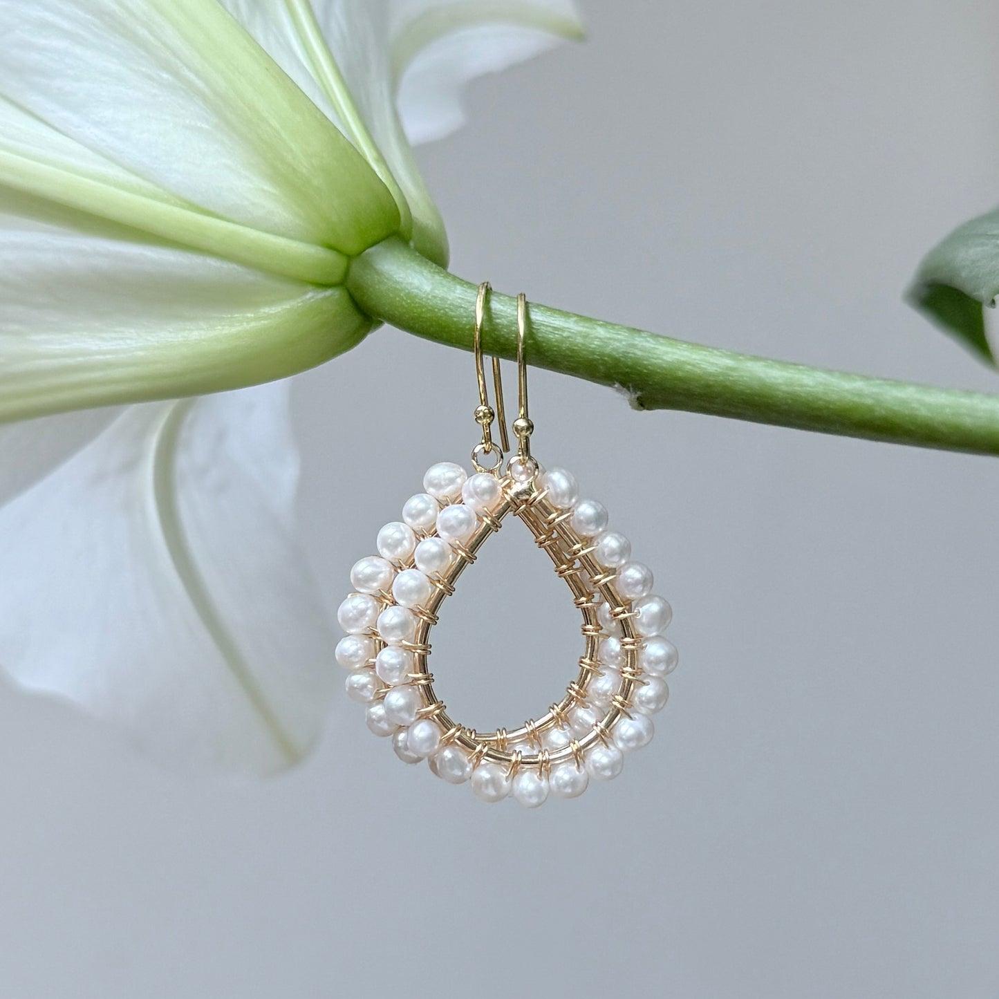 Freshwater Pearl Midi Teardrop Beaded Earrings