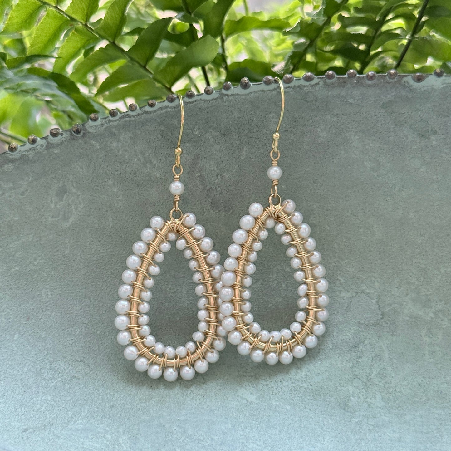 Freshwater Pearl Double Beaded Long Teardrop Earrings