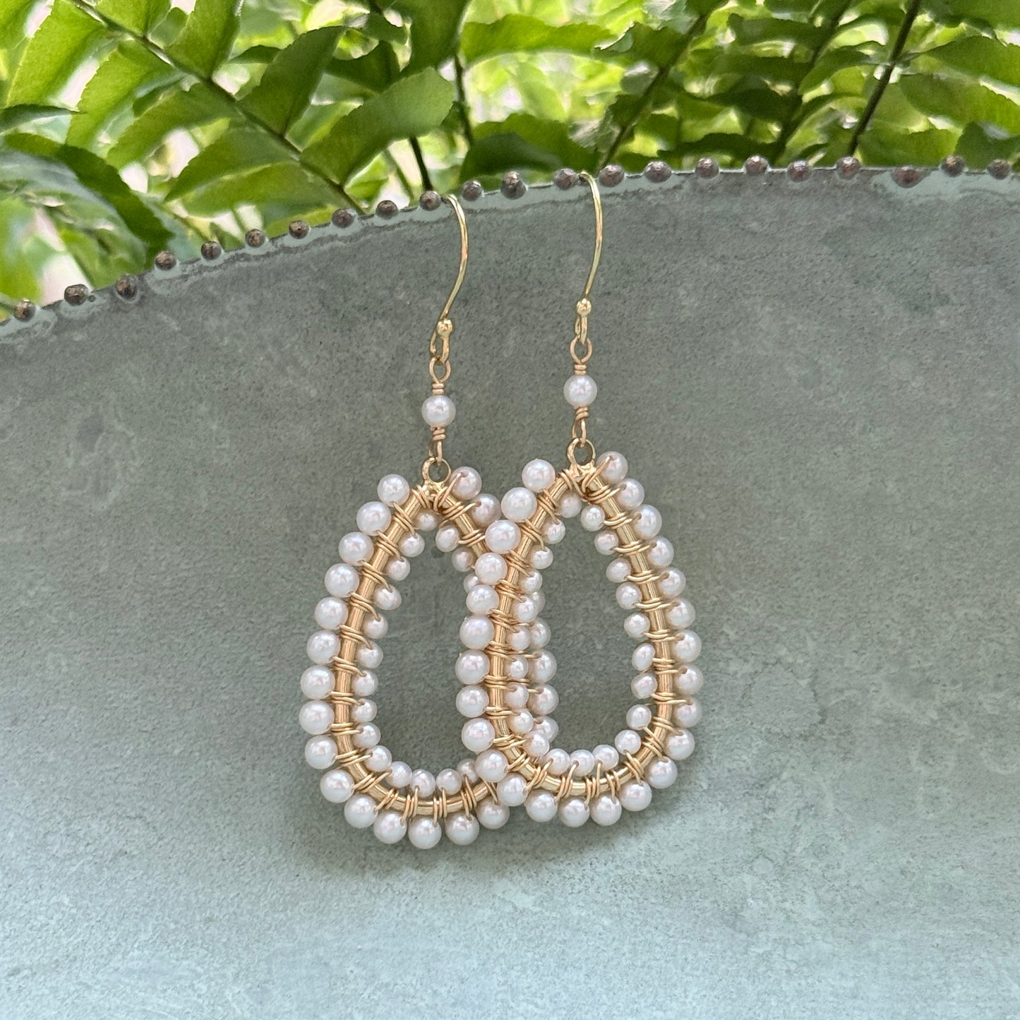 Freshwater Pearl Double Beaded Long Teardrop Earrings