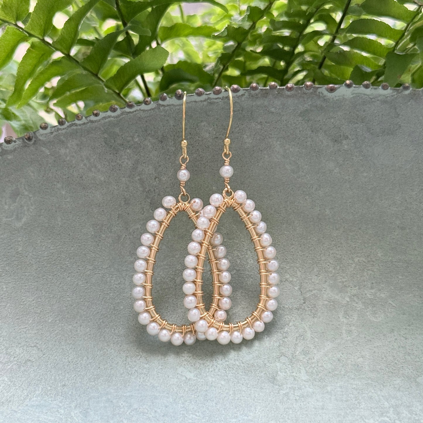 Freshwater Pearl Long Teardrop Beaded Earrings