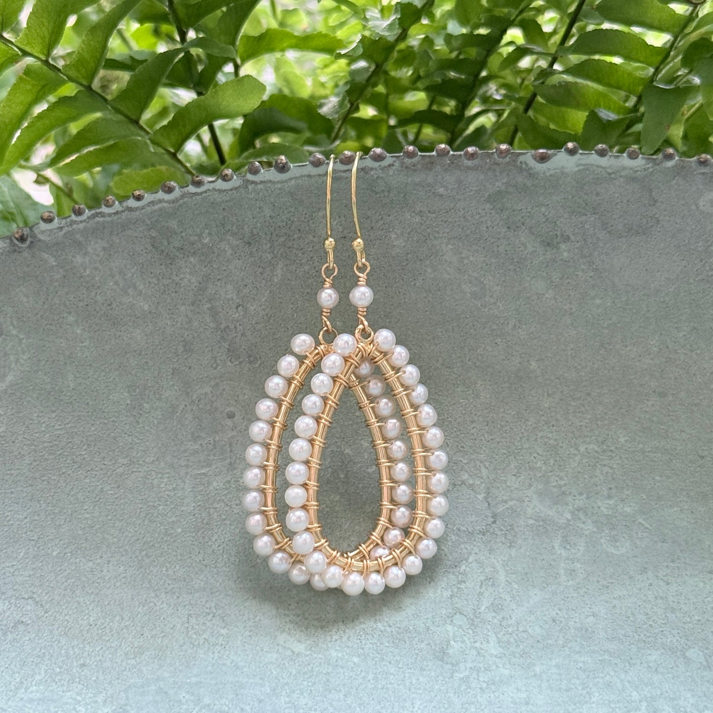 Freshwater Pearl Long Teardrop Beaded Earrings