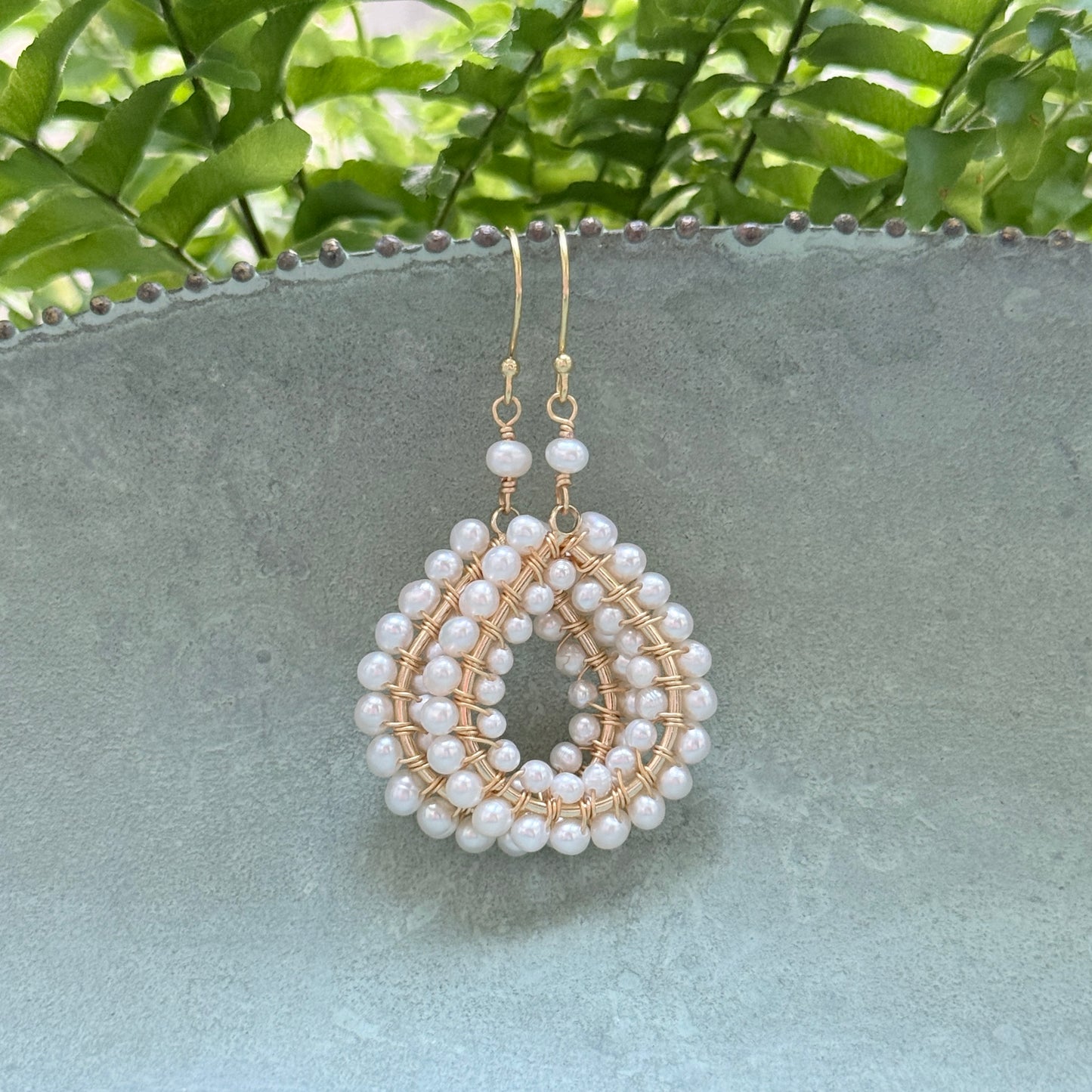 Freshwater Pearl Double Beaded Midi Teardrop Earrings