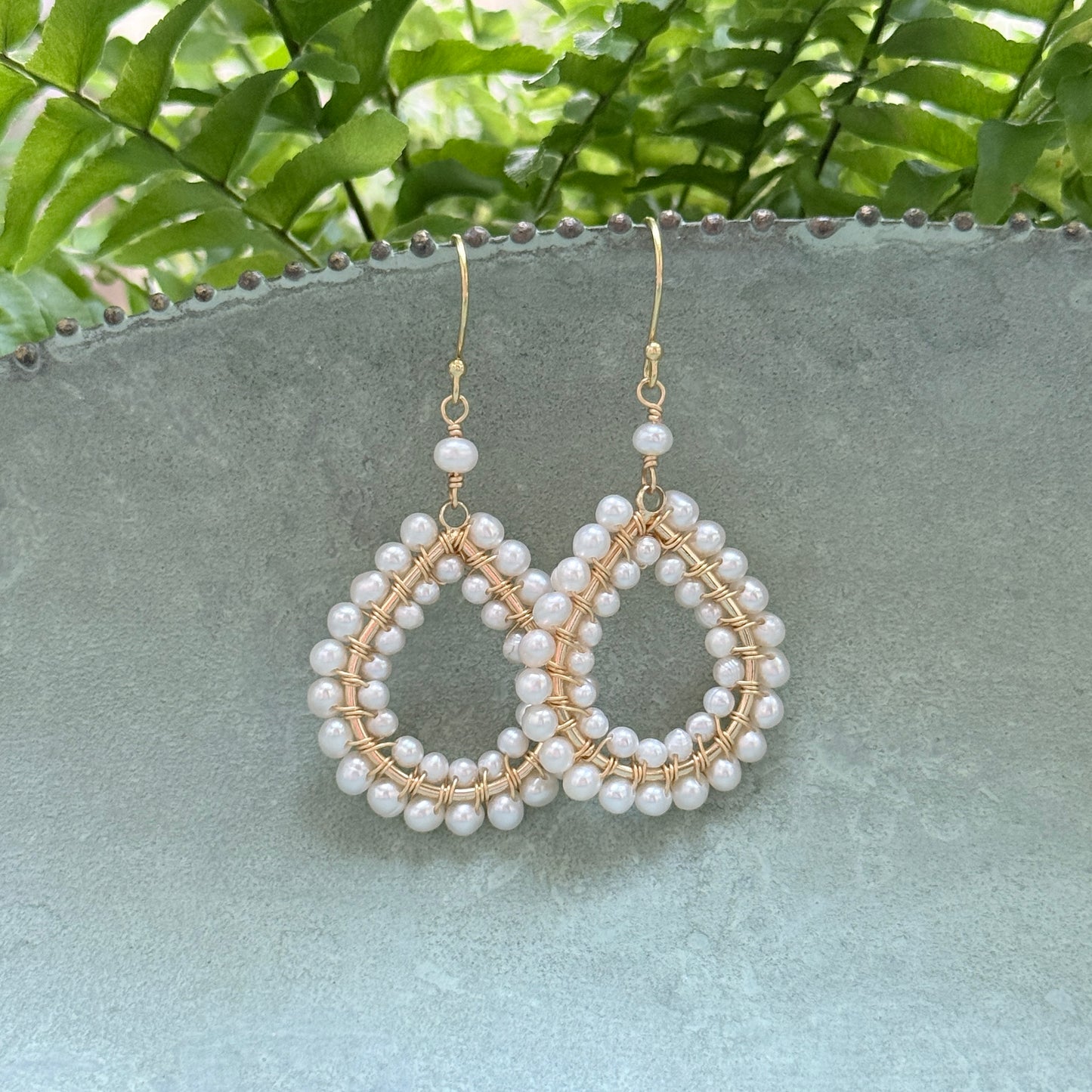 Freshwater Pearl Double Beaded Midi Teardrop Earrings