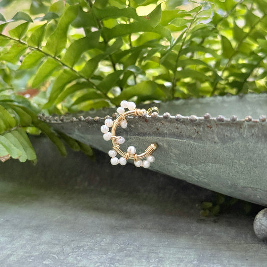 Freshwater Pearl Swirl Mini Hoop Earrings