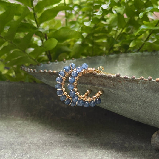 Chunky Airforce Blue Quartz Mini Hoop Beaded Earrings