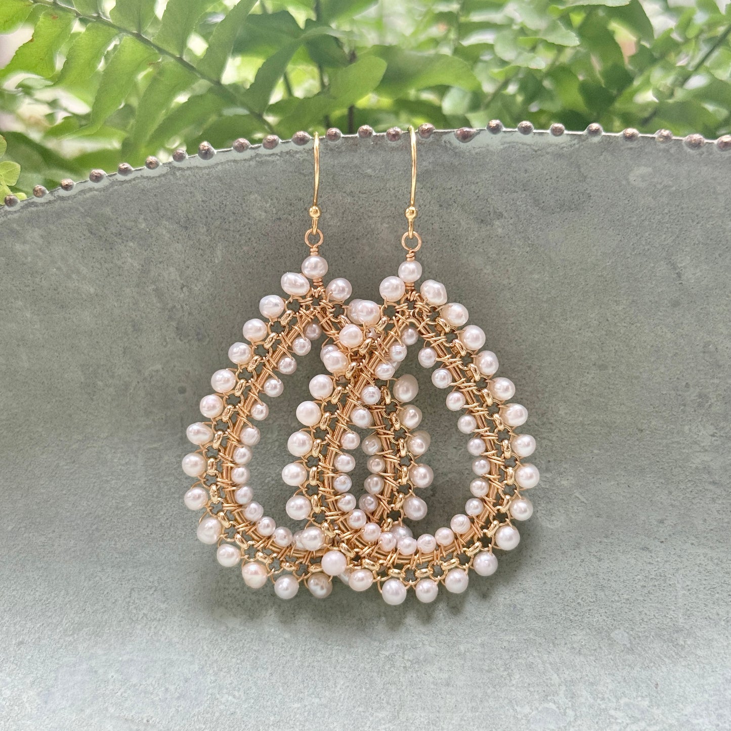 Freshwater Pearl Maxi Rolo Teardrop Beaded Earrings