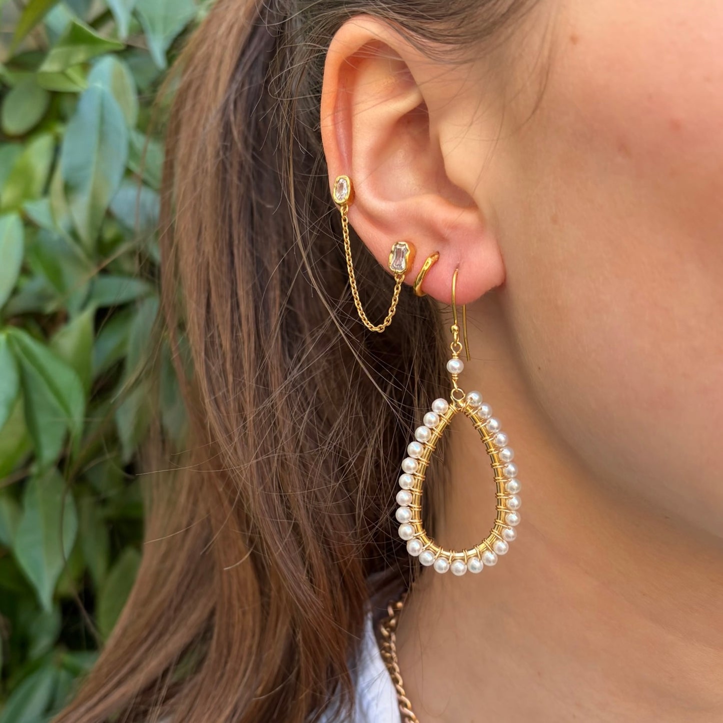 Freshwater Pearl Long Teardrop Beaded Earrings